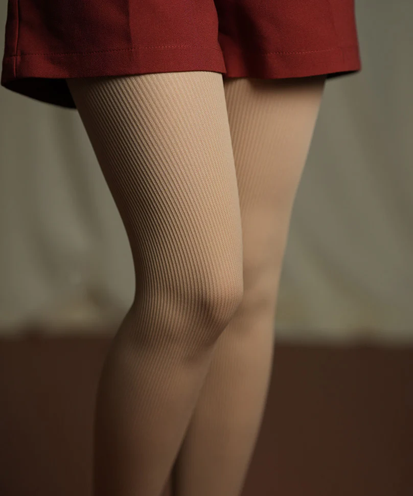 Beige Ribbed Stockings - Image 3