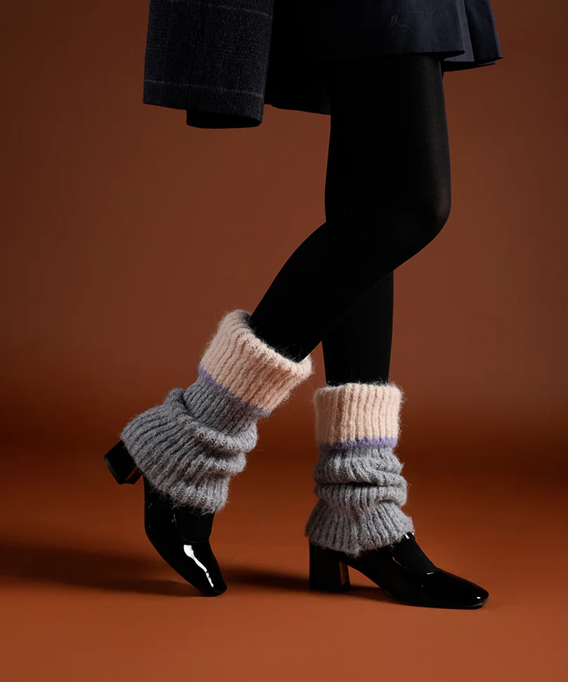 Color Block Cuff Leg Warmer - Light Grey - Image 3