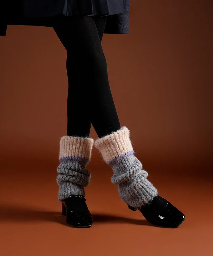 Color Block Cuff Leg Warmer - Light Grey - Image 4