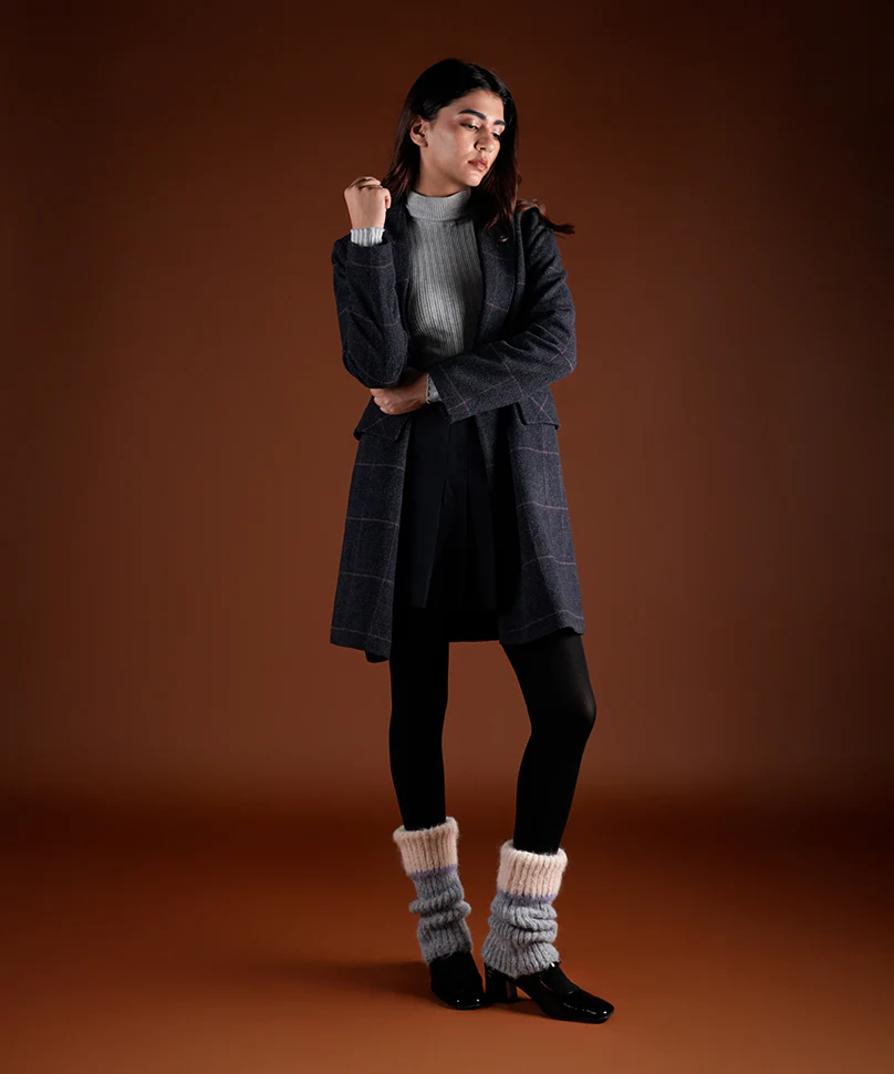 Color Block Cuff Leg Warmer - Light Grey - Image 5