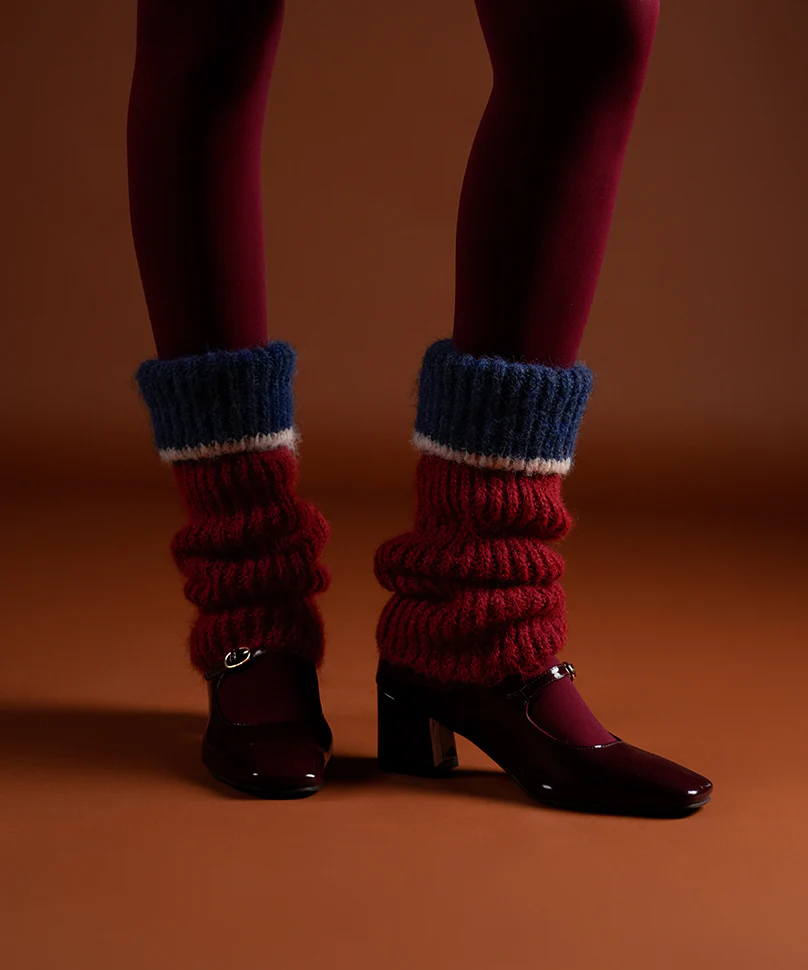 Color Block Cuff Leg Warmer - Red - Image 3