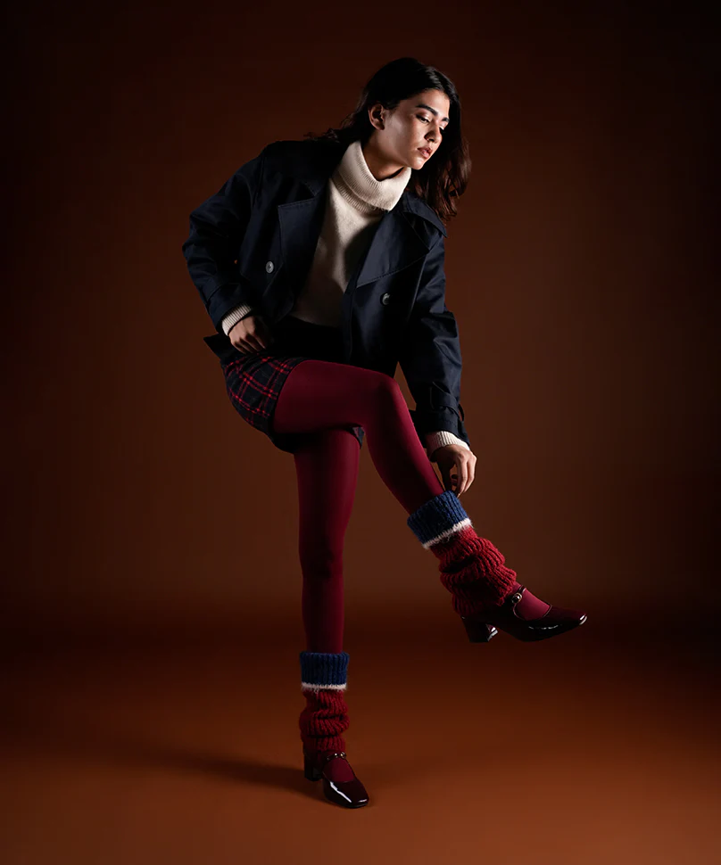 Color Block Cuff Leg Warmer - Red - Image 4