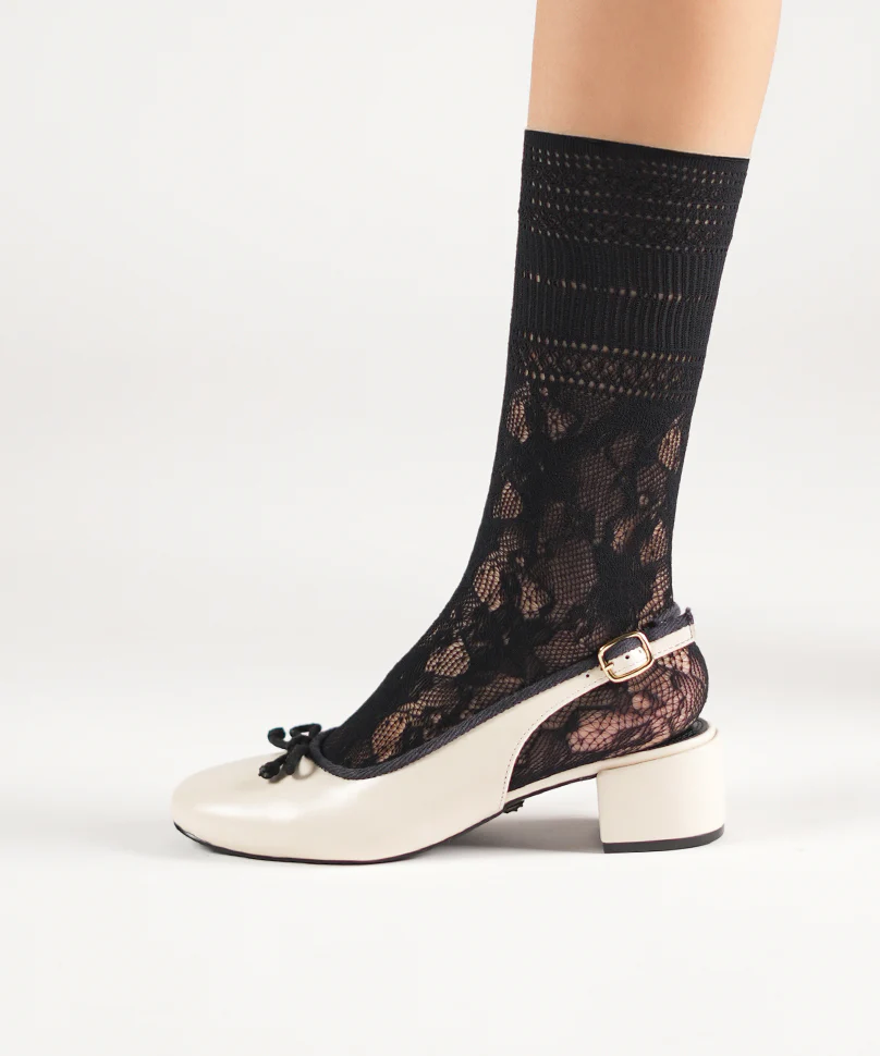 Elizabeth Lace Socks - Black - Image 4
