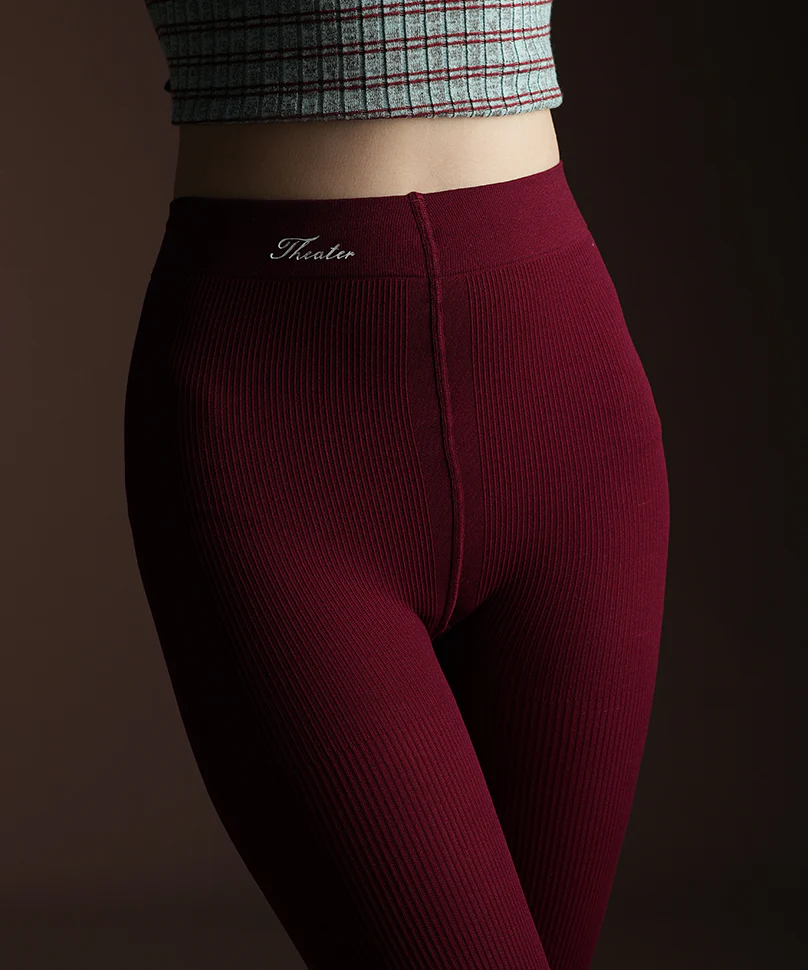 Maroon Ribbed Stockings - Image 2