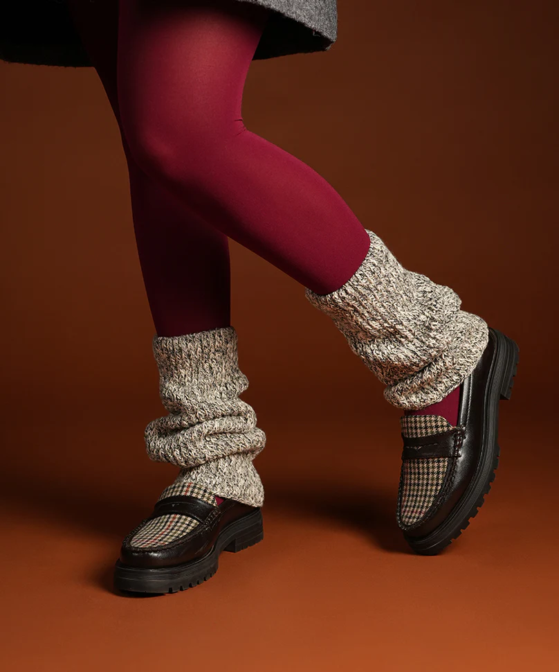 Melange Ribbed Leg Warmer - Light Grey - Image 4