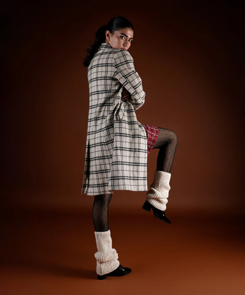 Melange Ribbed Leg Warmer - White - Image 2