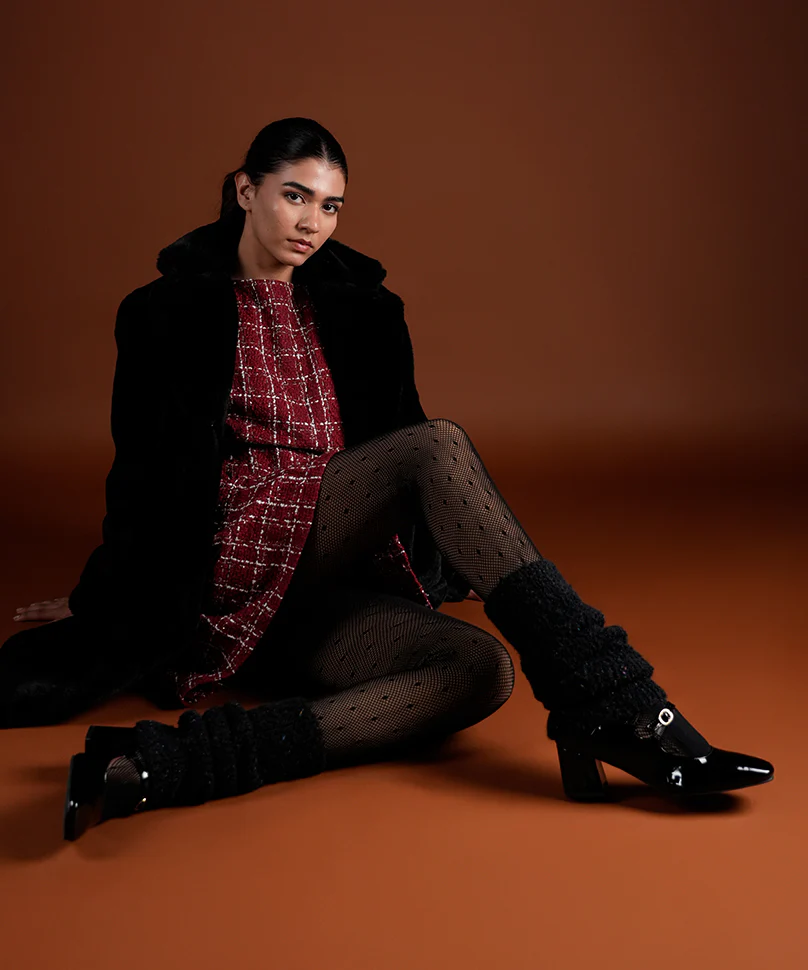 Mink Fur Leg Warmer - Black - Image 4