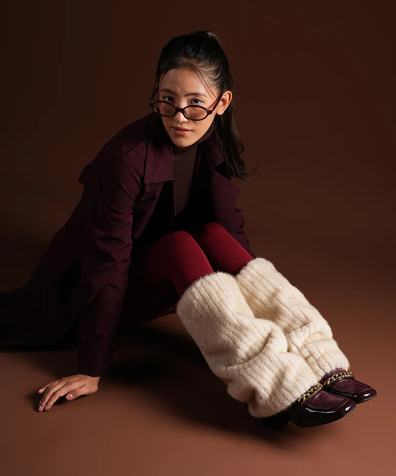 Ribbed Fur Leg Warmer - Cream - Image 3