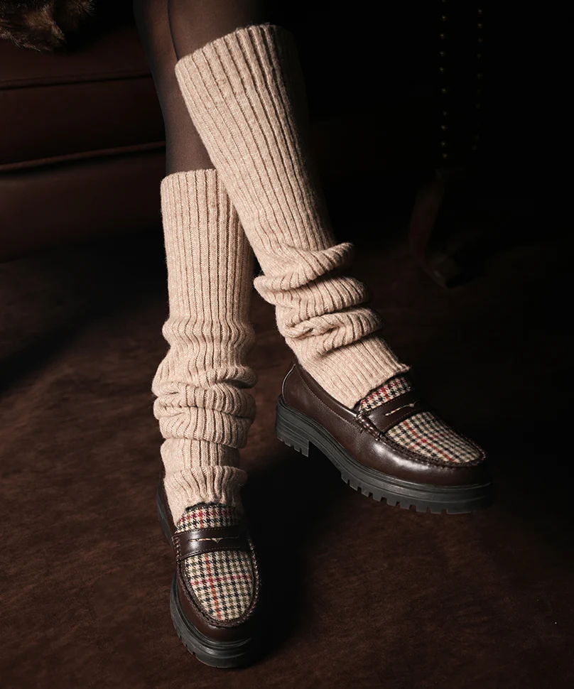 Ribbed Leg Warmers - Beige - Image 2