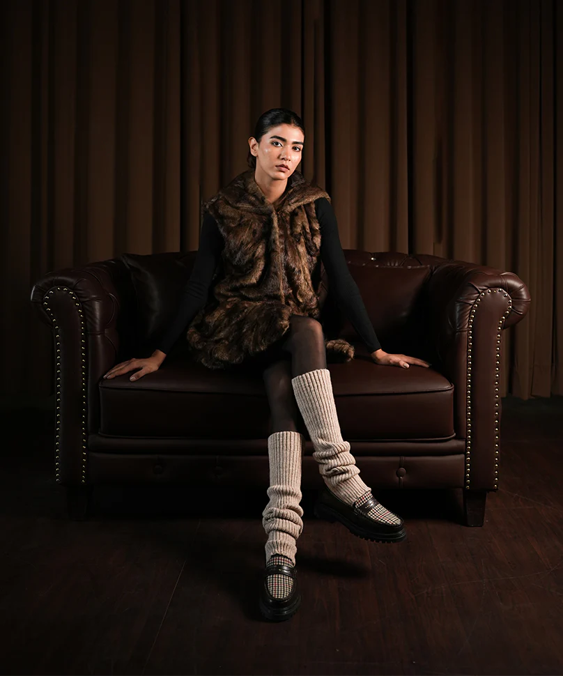 Ribbed Leg Warmers - Beige - Image 3