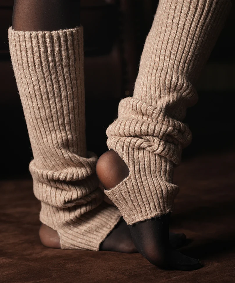 Ribbed Leg Warmers - Beige - Image 4