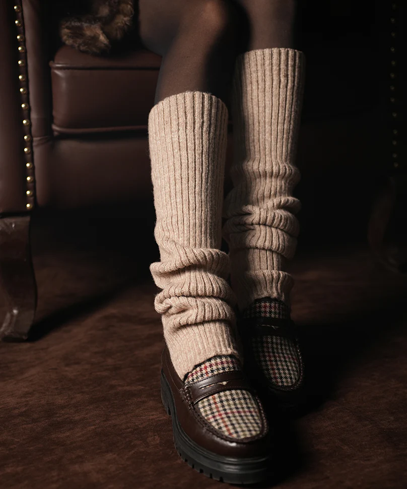Ribbed Leg Warmers - Beige - Image 5