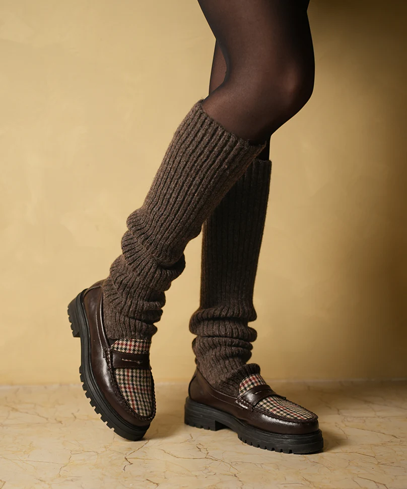 Ribbed Leg Warmers - Brown - Image 2