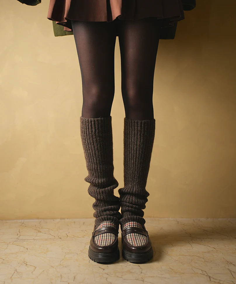 Ribbed Leg Warmers - Brown - Image 5